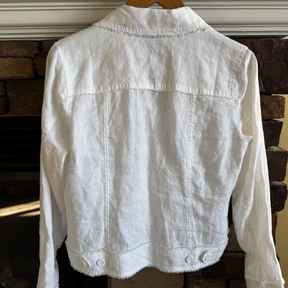 Tommy Bahama Two Palms Linen Jacket White Raw Edge Summer Coastal Timeless Small - Picture 6 of 16